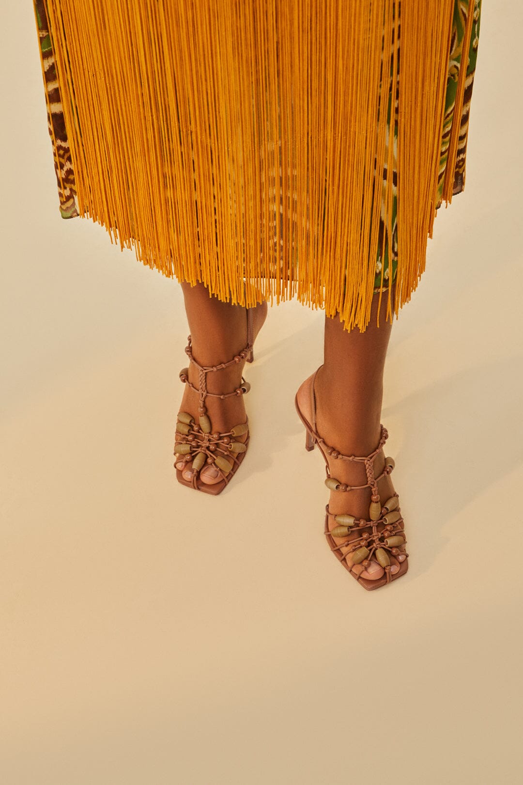 Tan High Heel Beads Sandal – FARM Rio