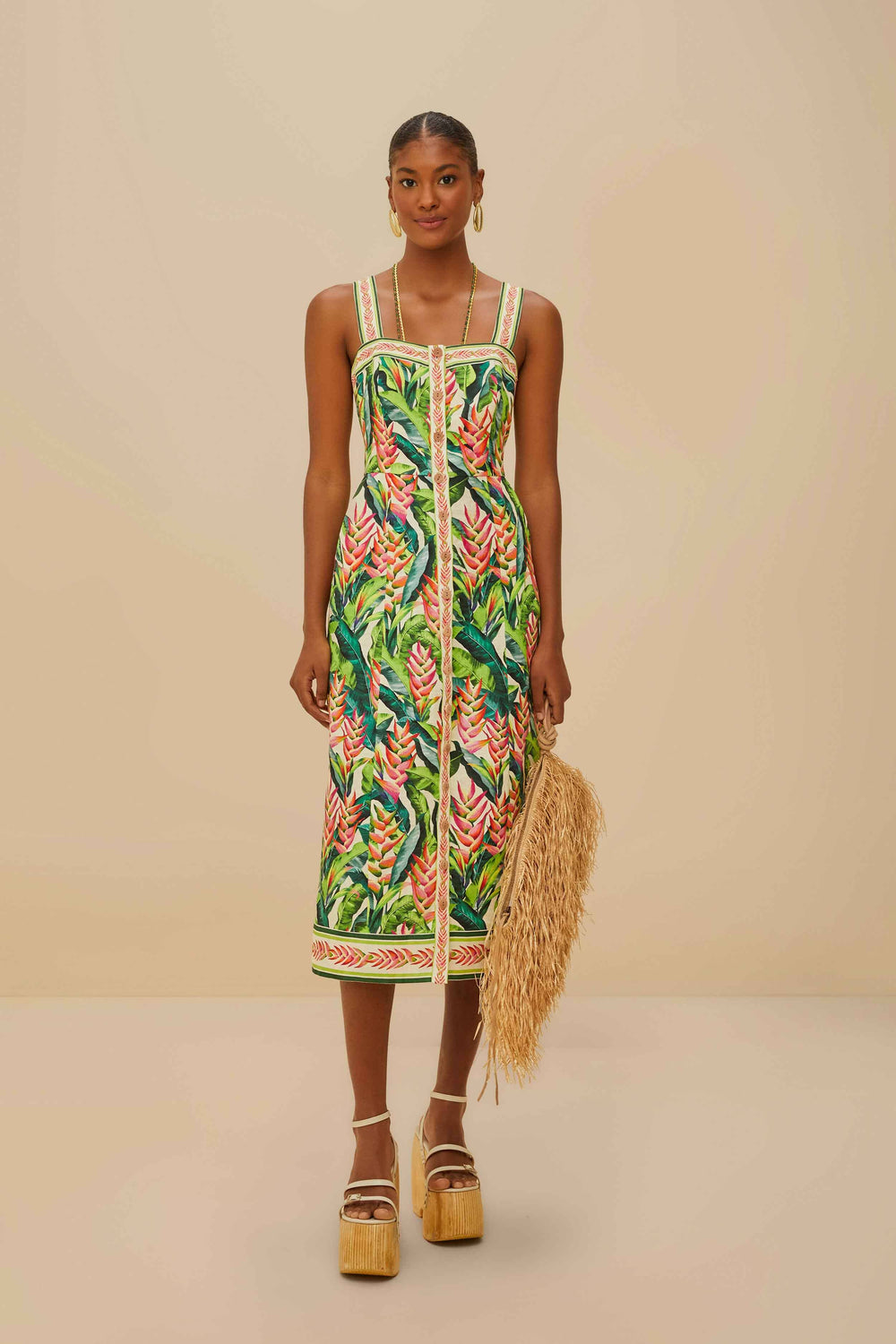 Heli Leaves Pearl Midi Dress – FARM Rio