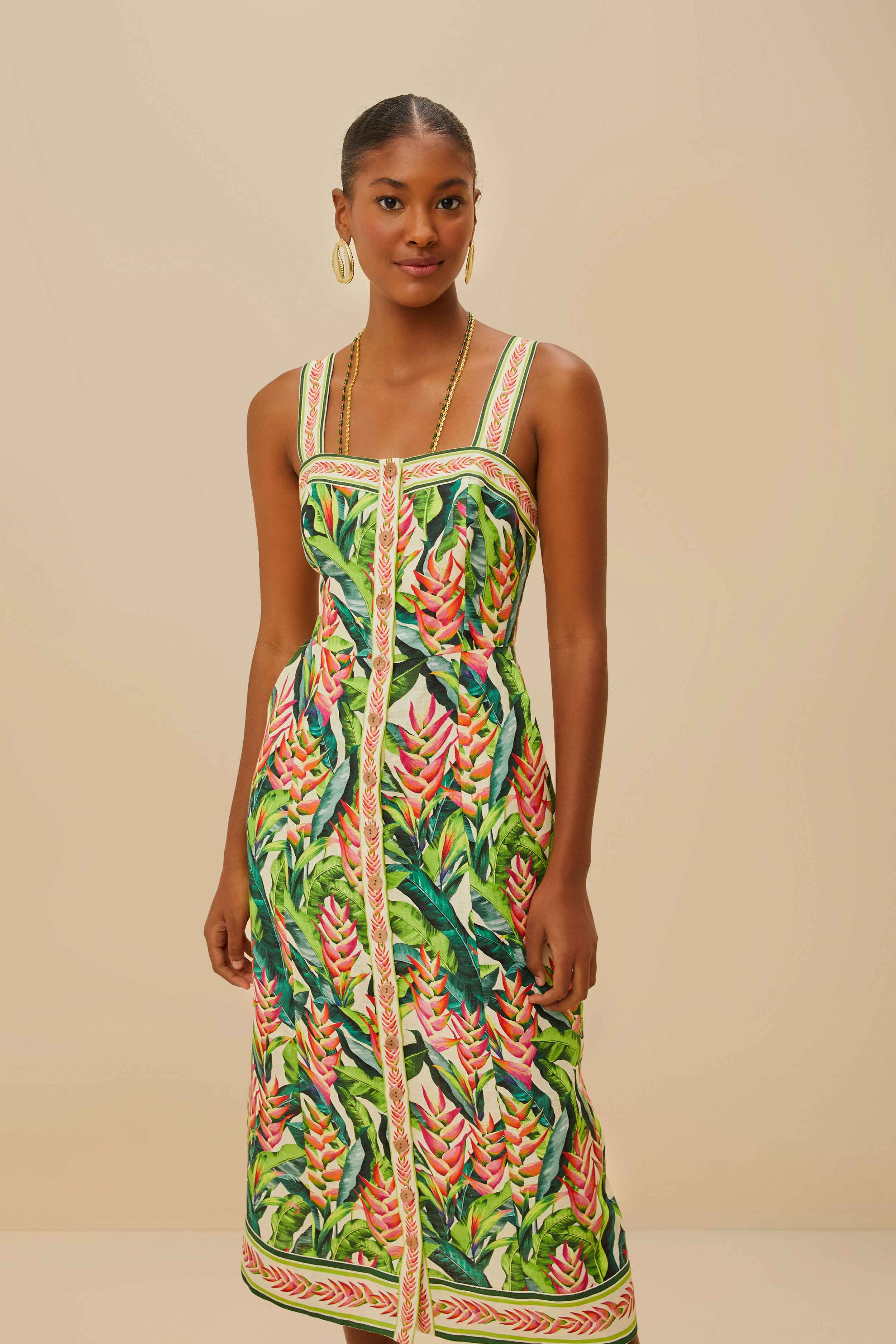 Heli Leaves Pearl Midi Dress – FARM Rio