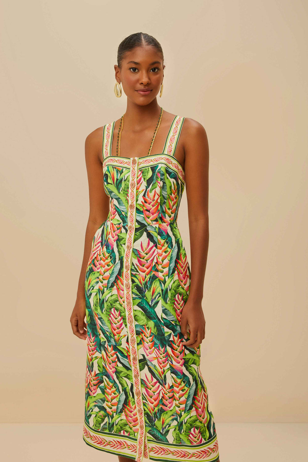 Heli Leaves Pearl Midi Dress – FARM Rio