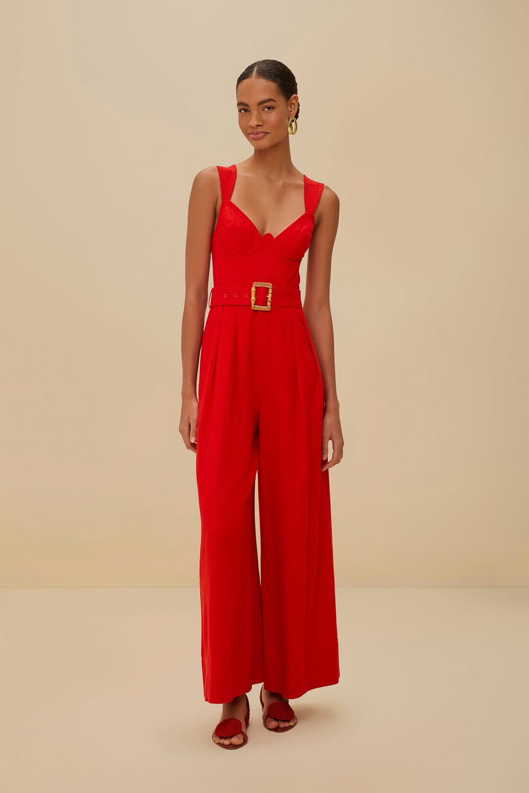 Red Sleeveless LENZING™ ECOVERO™ Euroflax™ Maxi Jumpsuit – FARM Rio