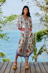 Off-White Flower Tapestry LENZING™ ECOVERO™ Euroflax™ Maxi Dress – FARM Rio