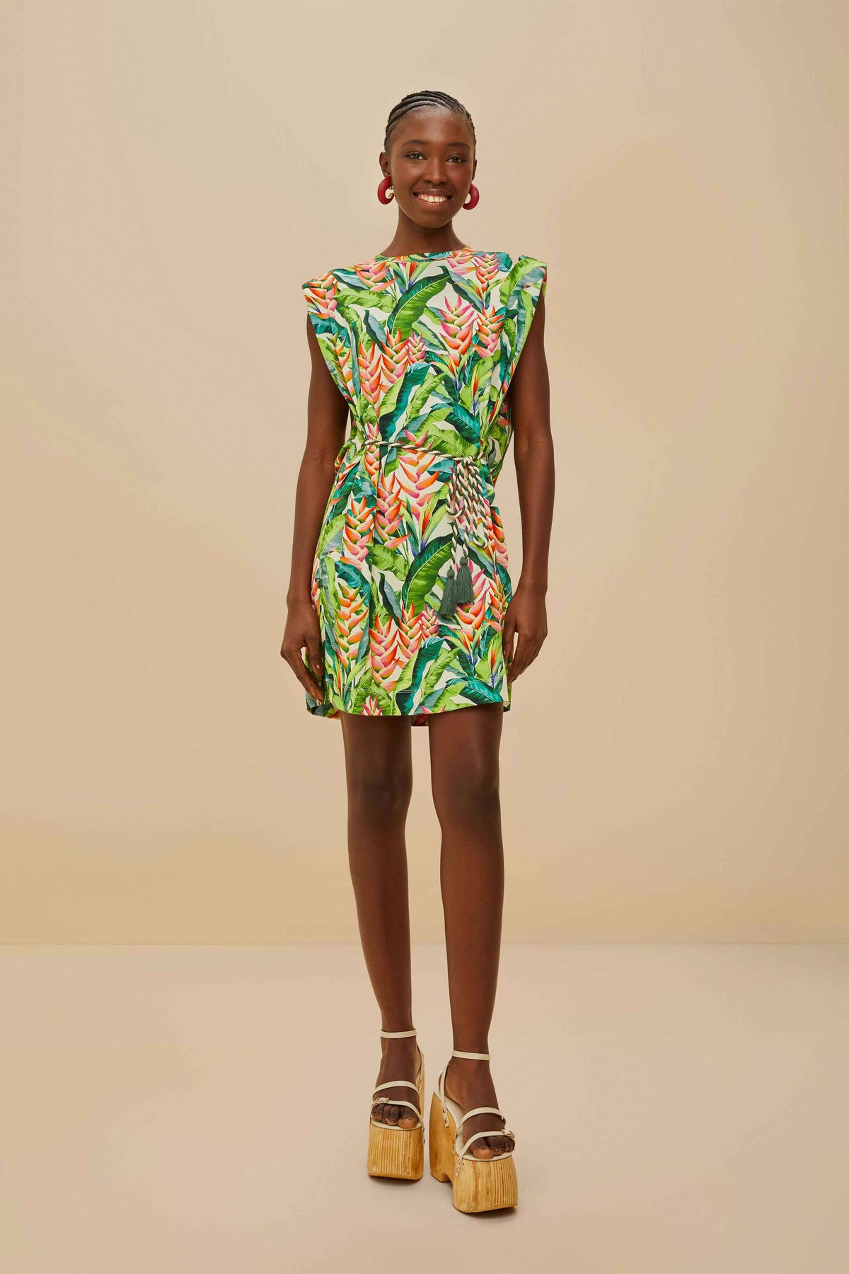 Off-White Heli Leaves Organic Cotton T-Shirt Mini Dress – FARM Rio