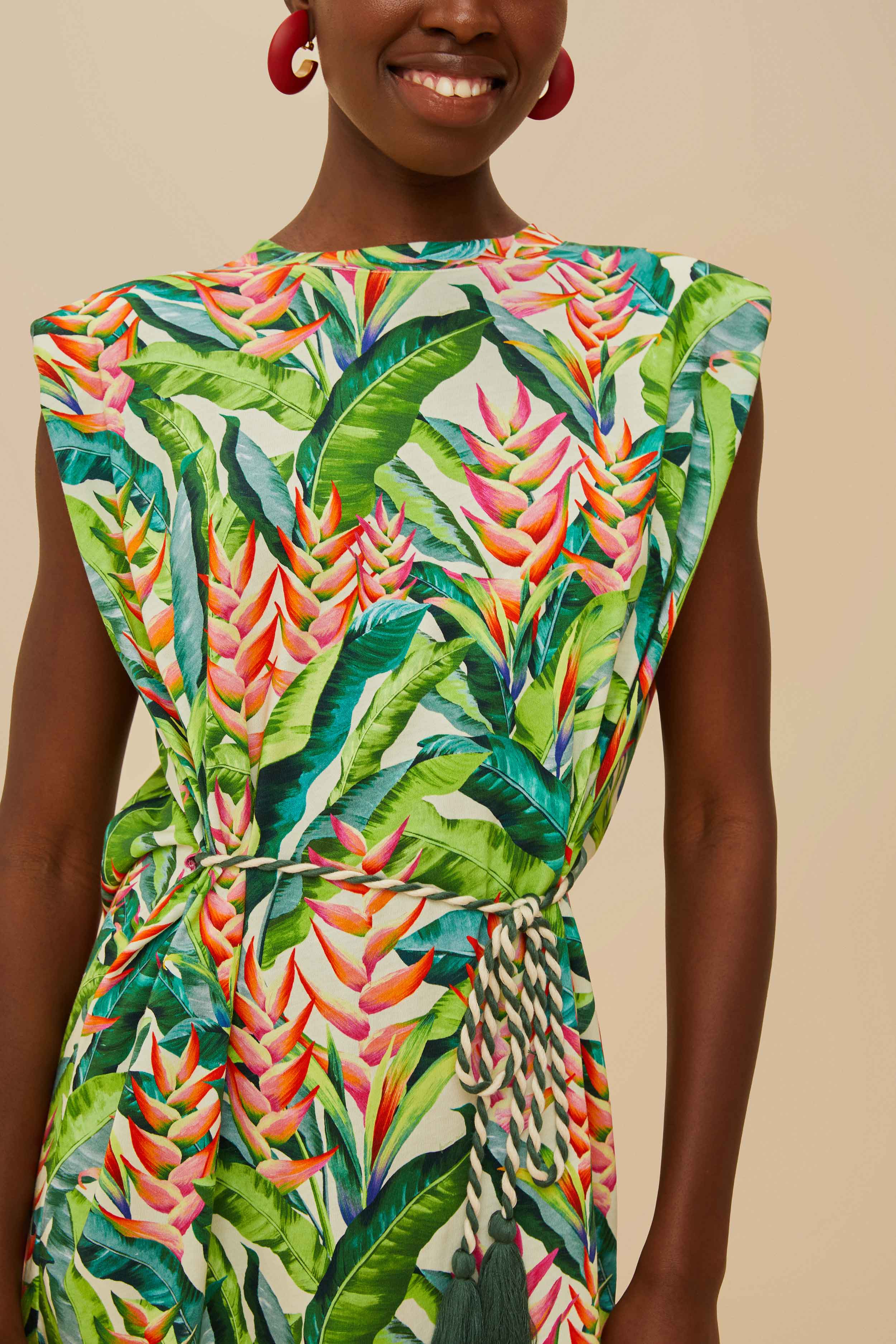 Off-White Heli Leaves Organic Cotton T-Shirt Mini Dress – FARM Rio