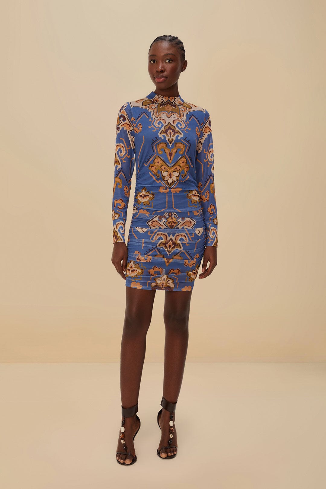 Blue Ornament Floral Tulle Mini Dress – FARM Rio