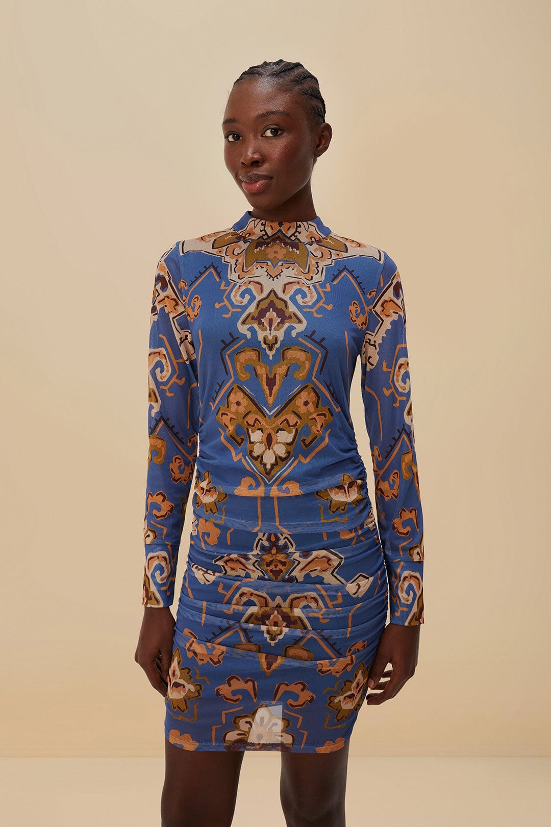 Blue Ornament Floral Tulle Mini Dress – FARM Rio