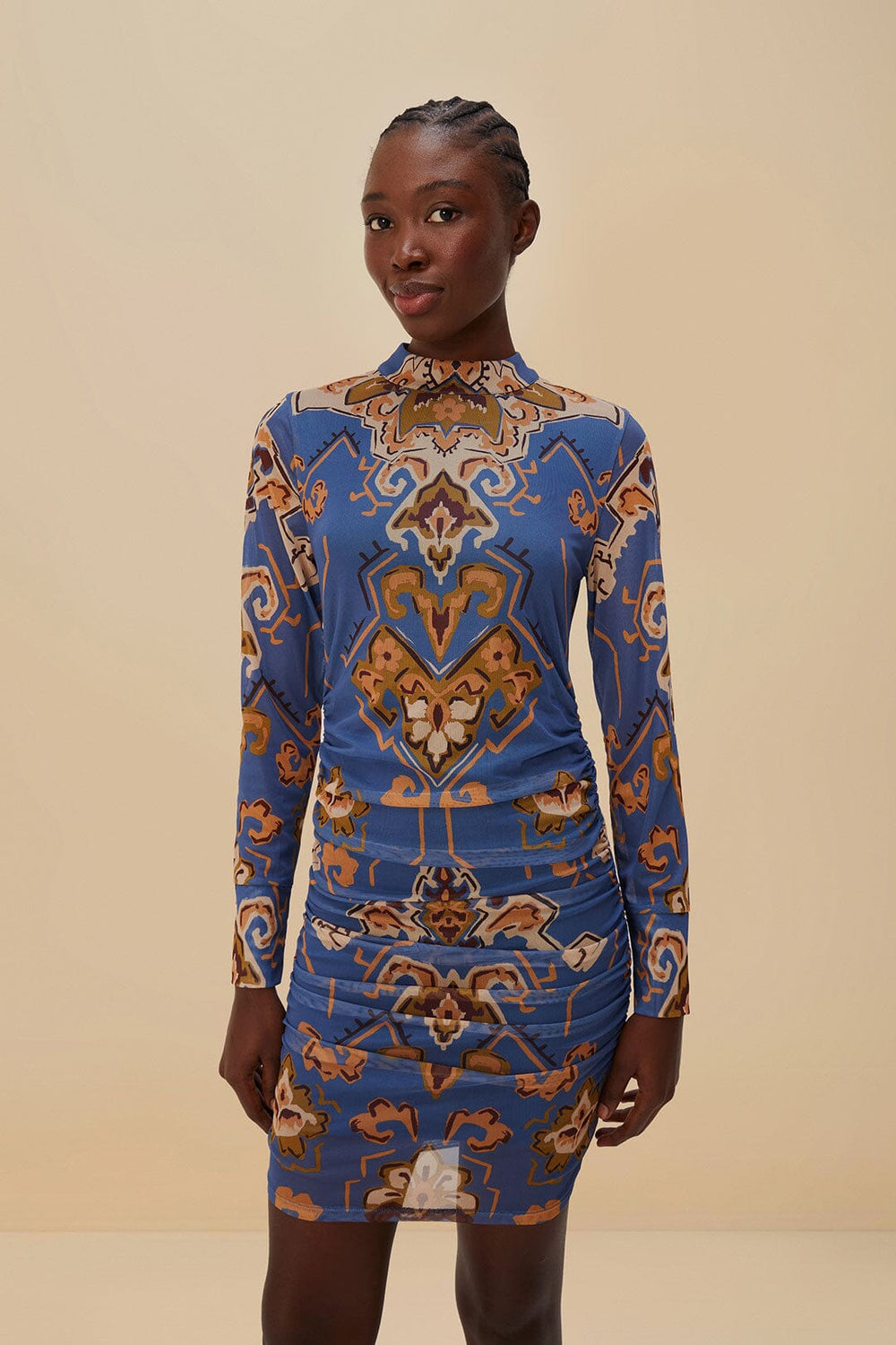 Blue Ornament Floral Tulle Mini Dress – FARM Rio