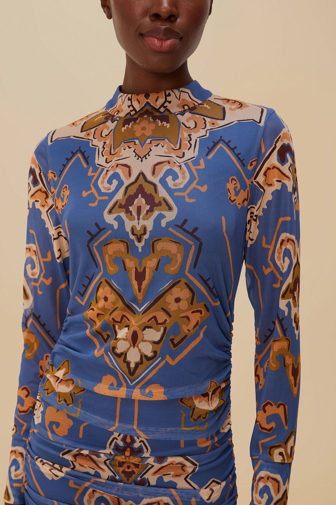 Blue Ornament Floral Tulle Mini Dress – FARM Rio