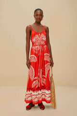 Red Majestic Coconut Tree LENZING™ ECOVERO™ Euroflax™ Maxi Dress – FARM Rio