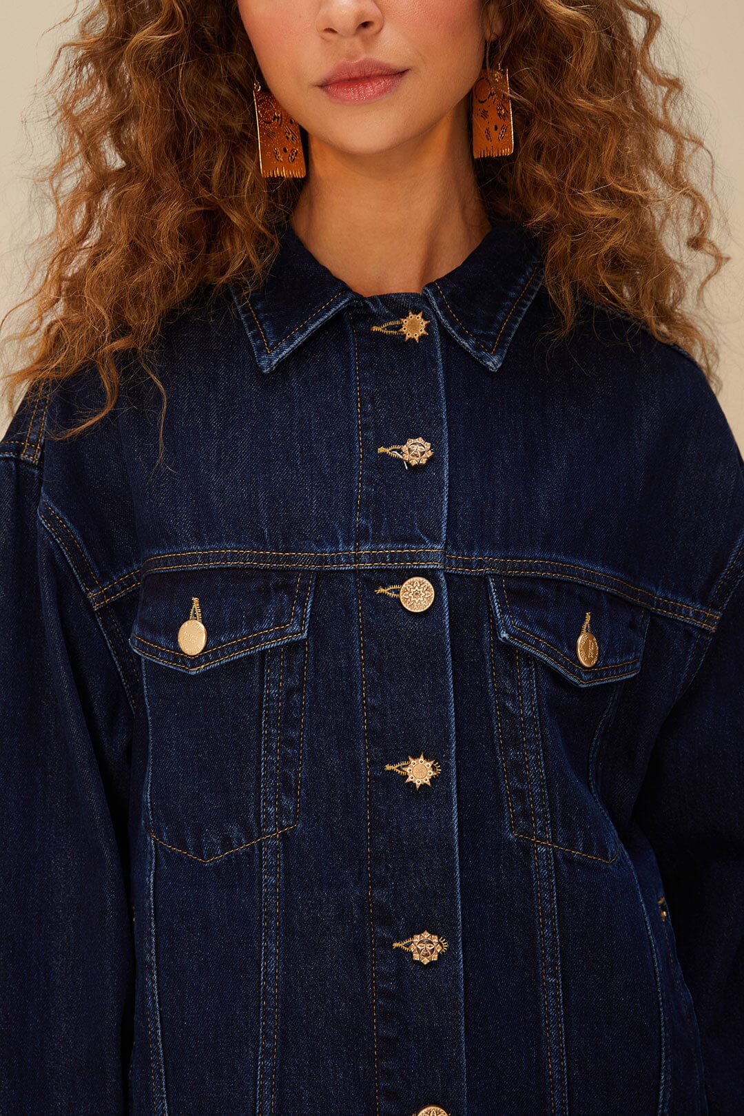 Dark Denim Buttoned Jacket – FARM Rio
