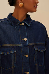 Dark Denim Buttoned Jacket – FARM Rio