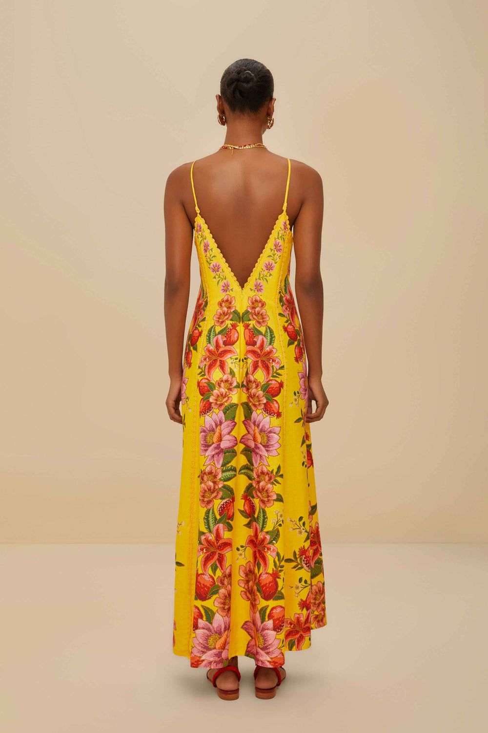 Yellow Summer Fruit Scarf LENZING™ ECOVERO™ Euroflax™ Maxi Dress – FARM Rio