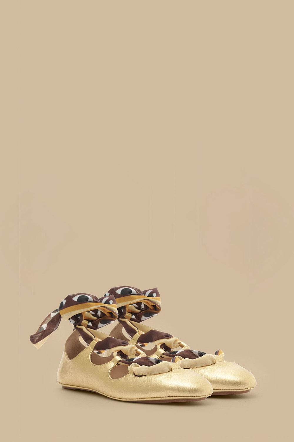 Gold Lace Up Scarf Ballerina – FARM Rio