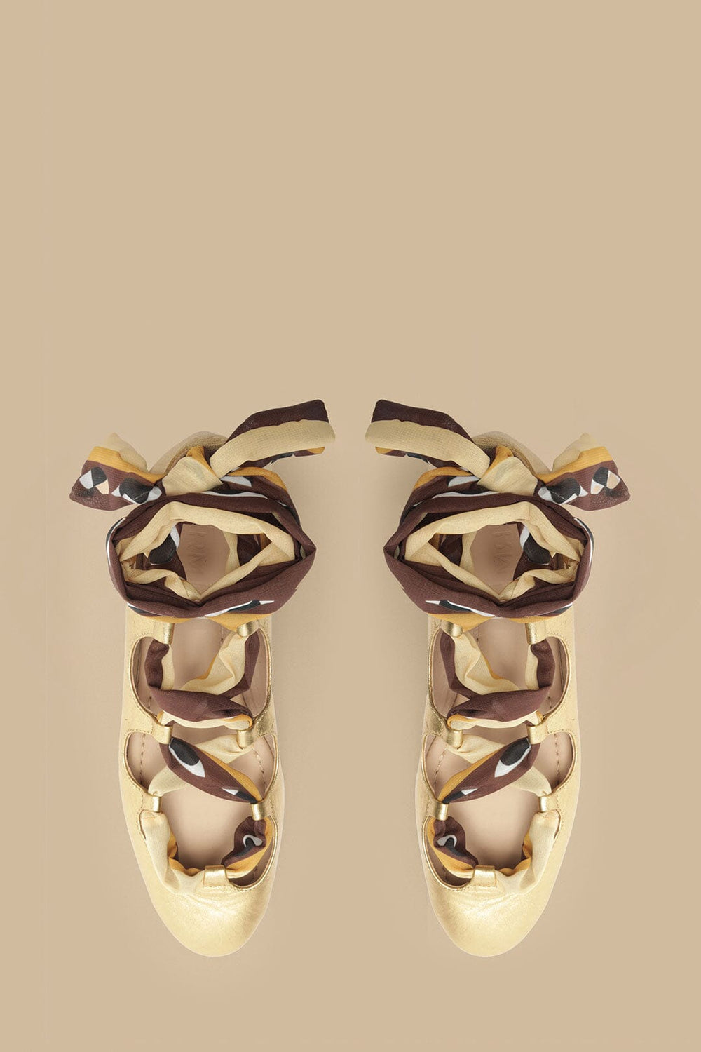 Gold Lace Up Scarf Ballerina – FARM Rio