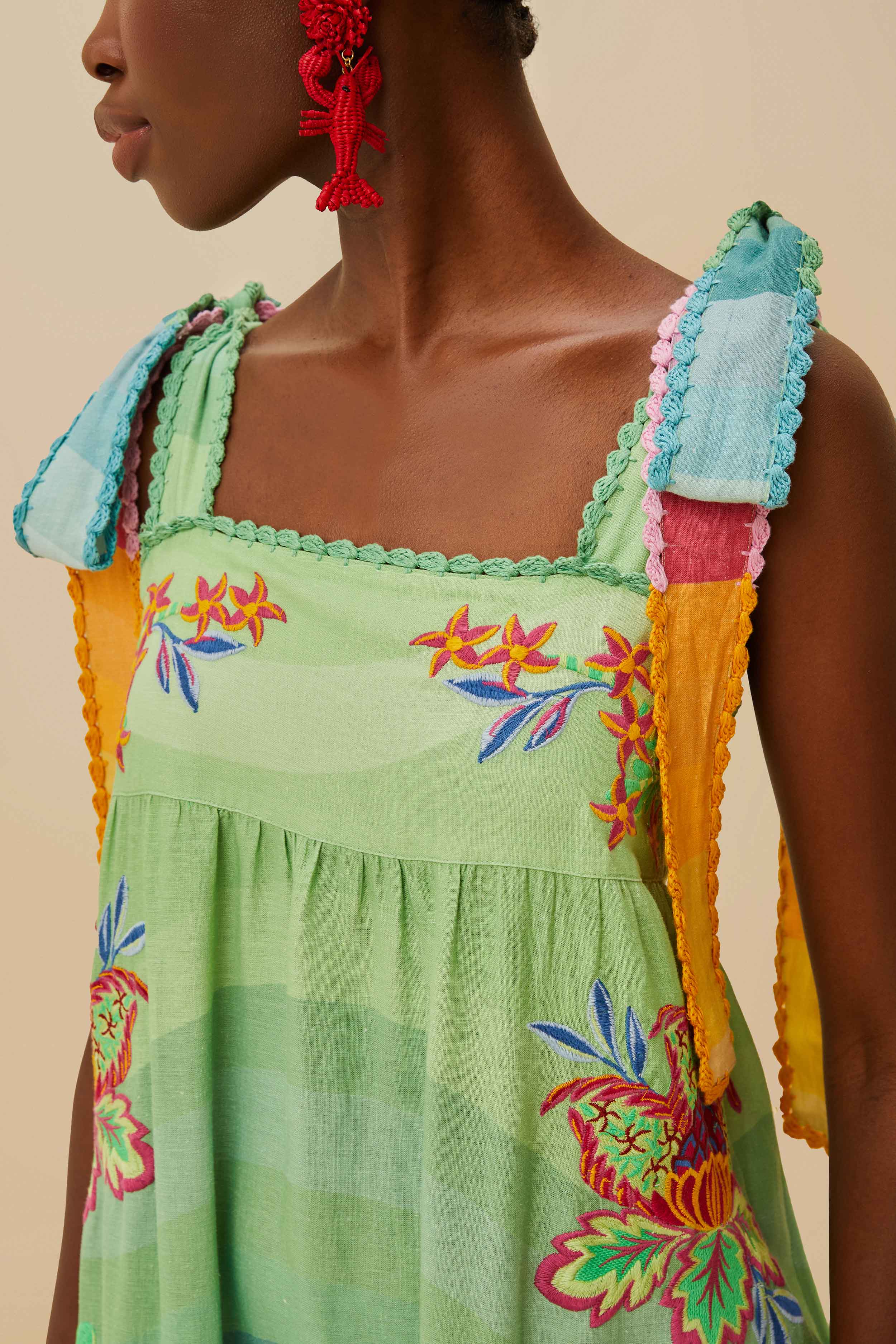 Multicolor Aura Floral Embroidered Euroflax™ Premium Linen Maxi Dress – FARM Rio