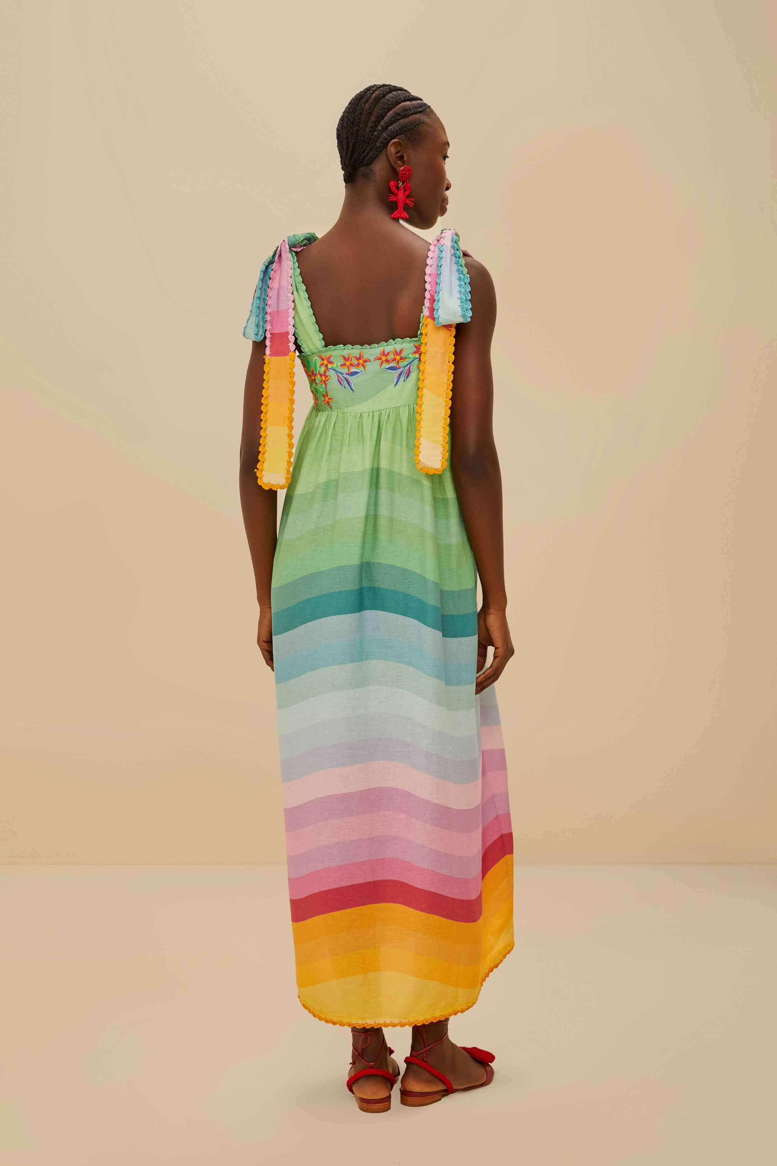 Multicolor Aura Floral Embroidered Euroflax™ Premium Linen Maxi Dress – FARM Rio