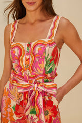 Beige Spring Affair LENZING™ ECOVERO™ Euroflax™ Romper – FARM Rio