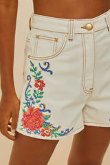 Off-White Flower Tapestry Embroidered Shorts – FARM Rio