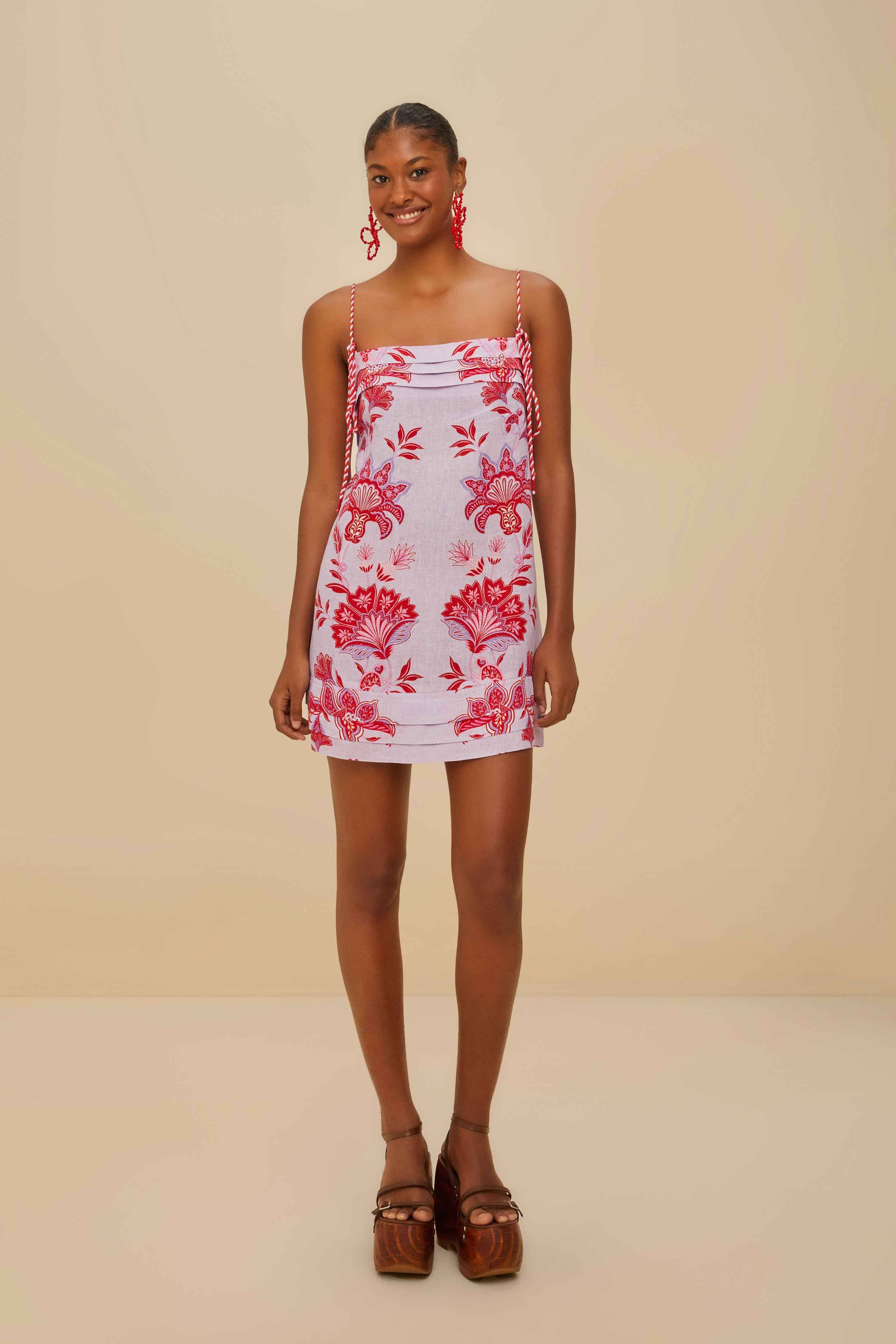 Lilac Porcelain Garden Euroflax™ Premium Linen Mini Dress – FARM Rio