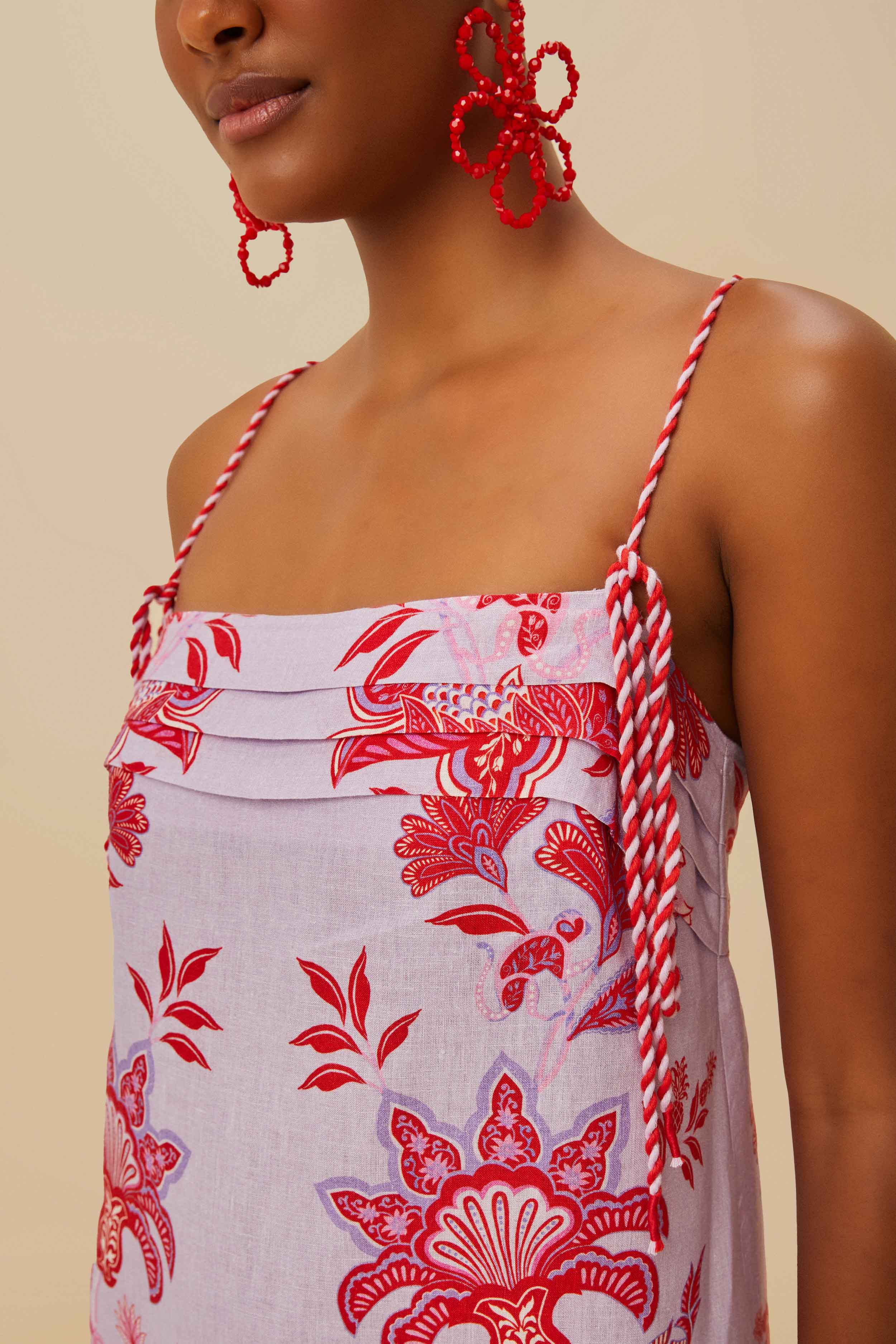 Lilac Porcelain Garden Euroflax™ Premium Linen Mini Dress – FARM Rio