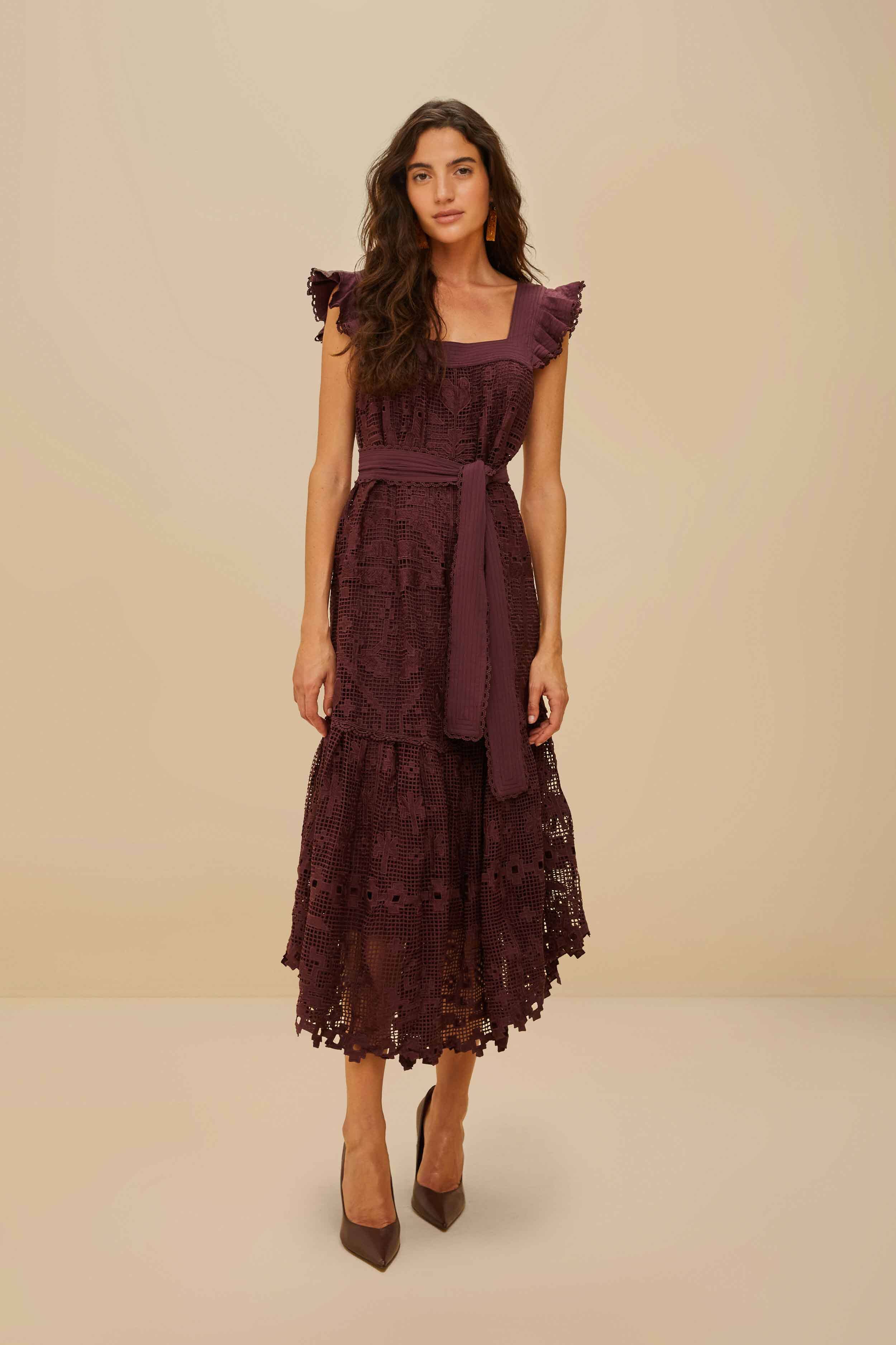 Brown Pineapple Guipure Midi Dress – FARM Rio