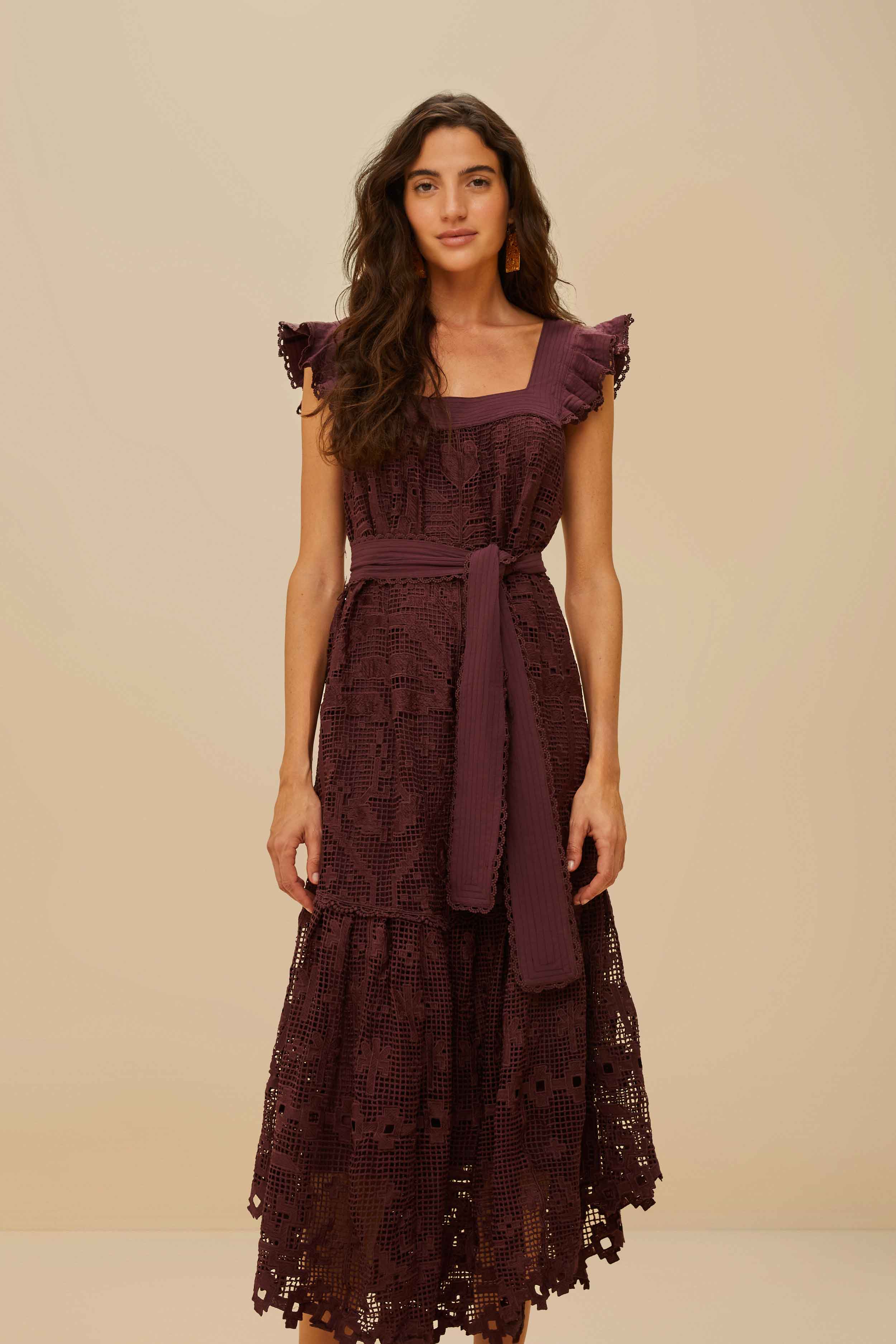 Brown Pineapple Guipure Midi Dress – FARM Rio