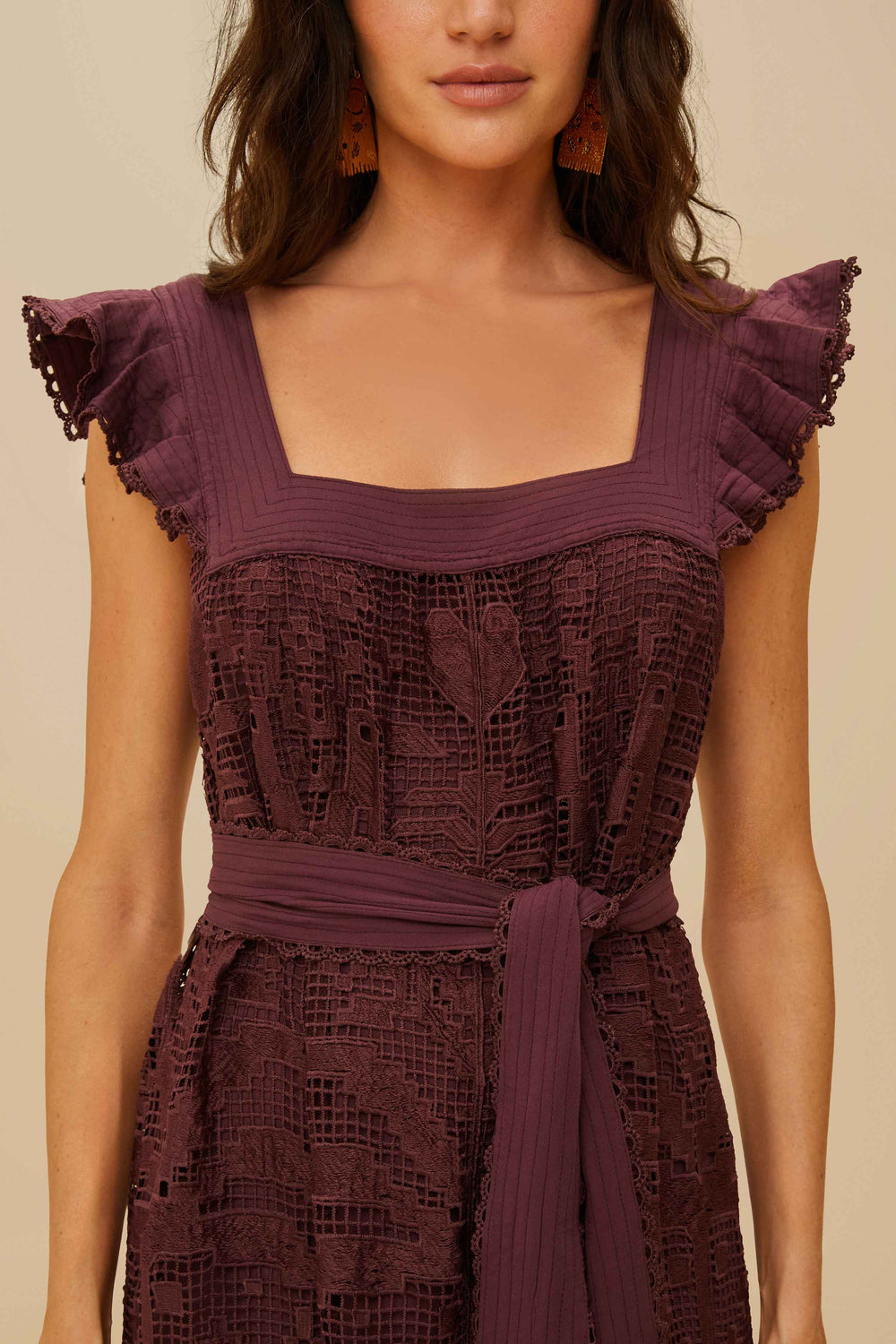 Brown Pineapple Guipure Midi Dress – FARM Rio