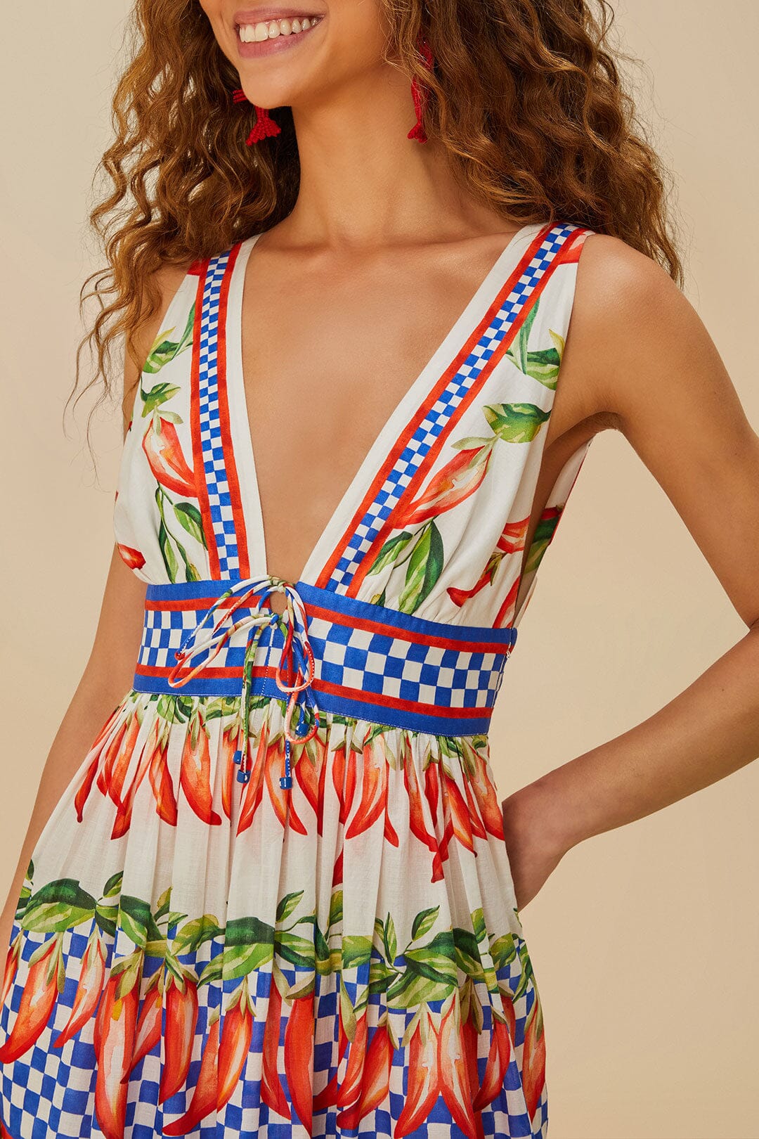 Off-White Picnic Peppers Ainika Midi Dress – FARM Rio