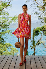 Flying Birds Orange Mini Dress Sleeveless – FARM Rio