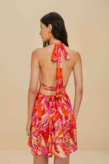 Flying Birds Orange Mini Dress Sleeveless – FARM Rio