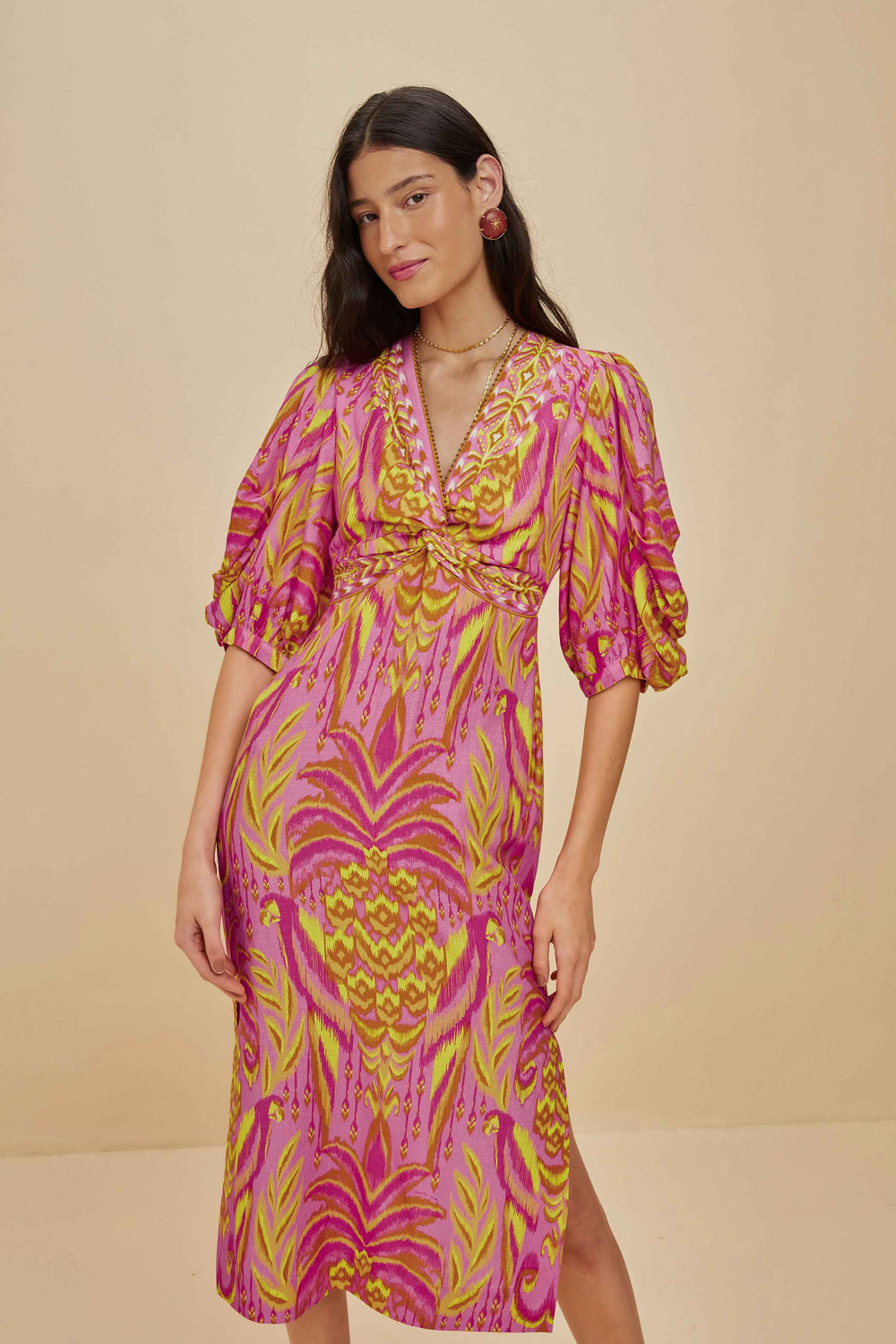 Pineapple Tapestry Pink Midi Dress – FARM Rio