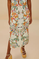 Off-White Delicate Forest Euroflax™ Premium Linen Midi Skirt – FARM Rio