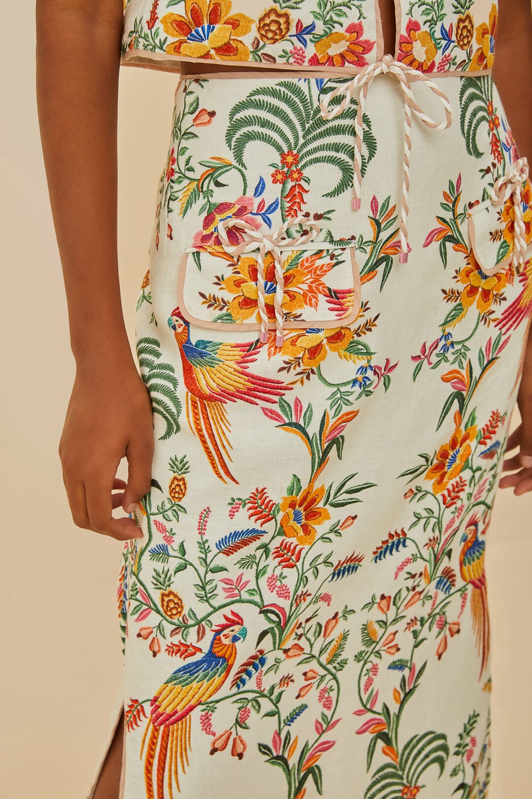 Off-White Delicate Forest Euroflax™ Premium Linen Midi Skirt – FARM Rio