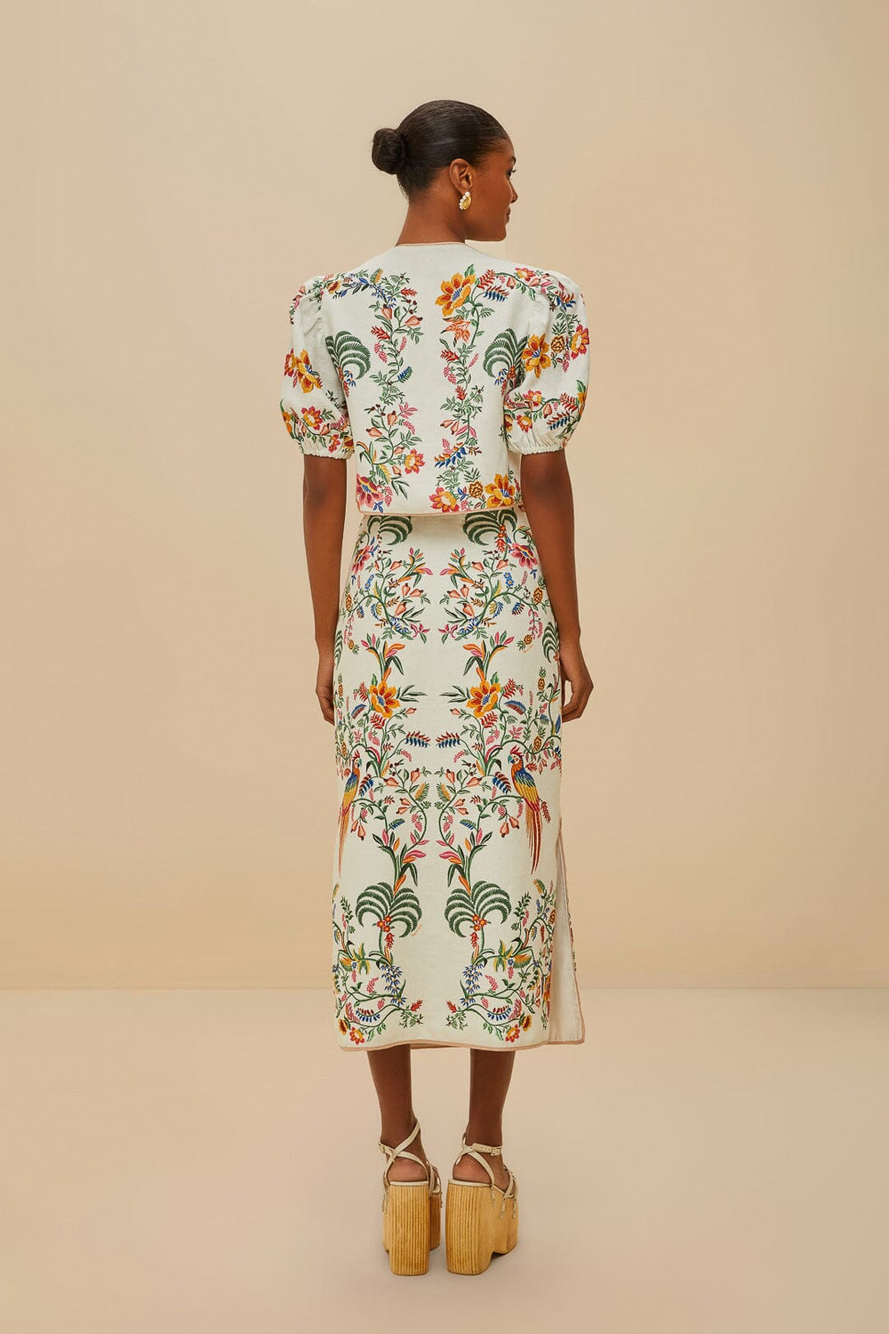 Off-White Delicate Forest Euroflax™ Premium Linen Midi Skirt – FARM Rio