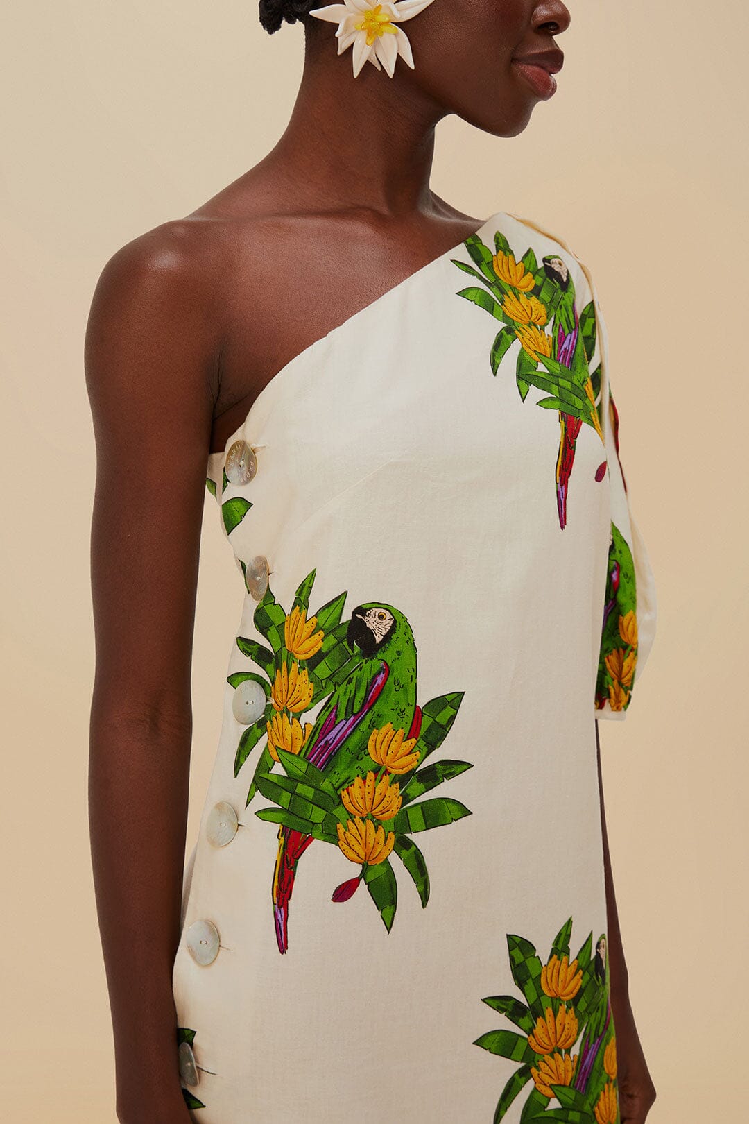 Off-White Maracana Bird LENZING™ ECOVERO™ Euroflax™ Mini Dress – FARM Rio