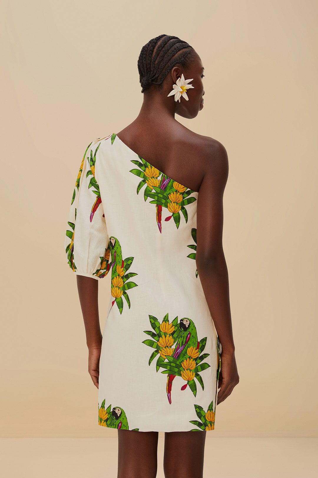 Off-White Maracana Bird LENZING™ ECOVERO™ Euroflax™ Mini Dress – FARM Rio