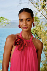 Pink Flower Halter Neck Maxi Dress – FARM Rio