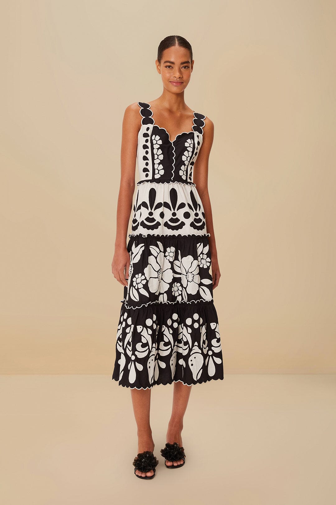 Black And White Summer Cutwork Organic Cotton Midi Dress – FARM Rio