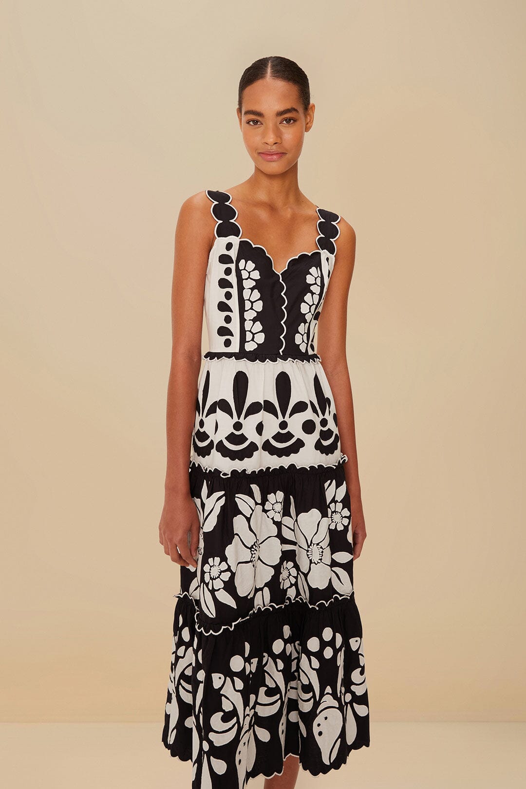 Black And White Summer Cutwork Organic Cotton Midi Dress – FARM Rio