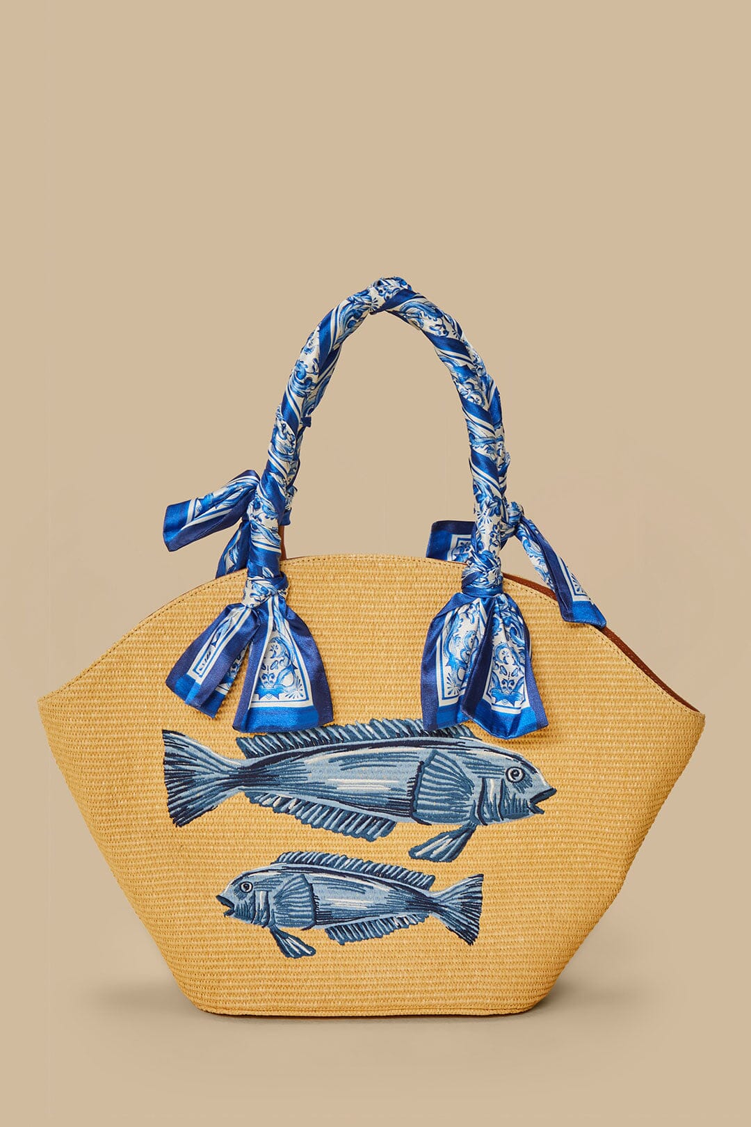 Blue Garden Tiles Raffia Shell Tote – FARM Rio