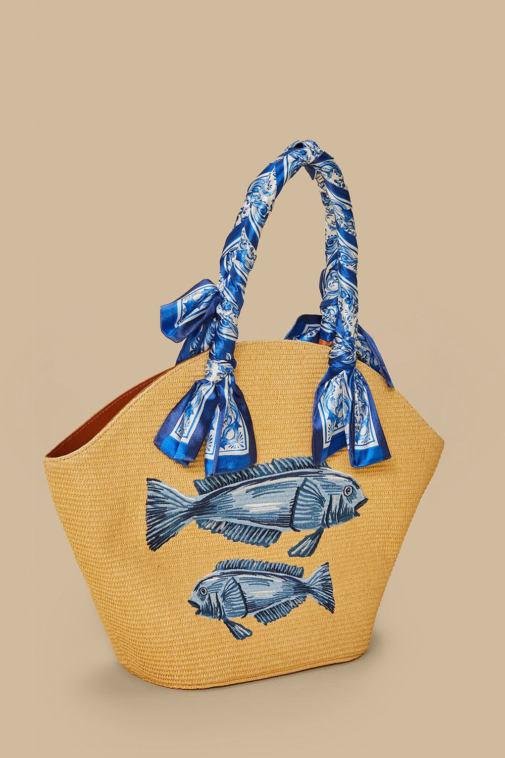 Blue Garden Tiles Raffia Shell Tote – FARM Rio