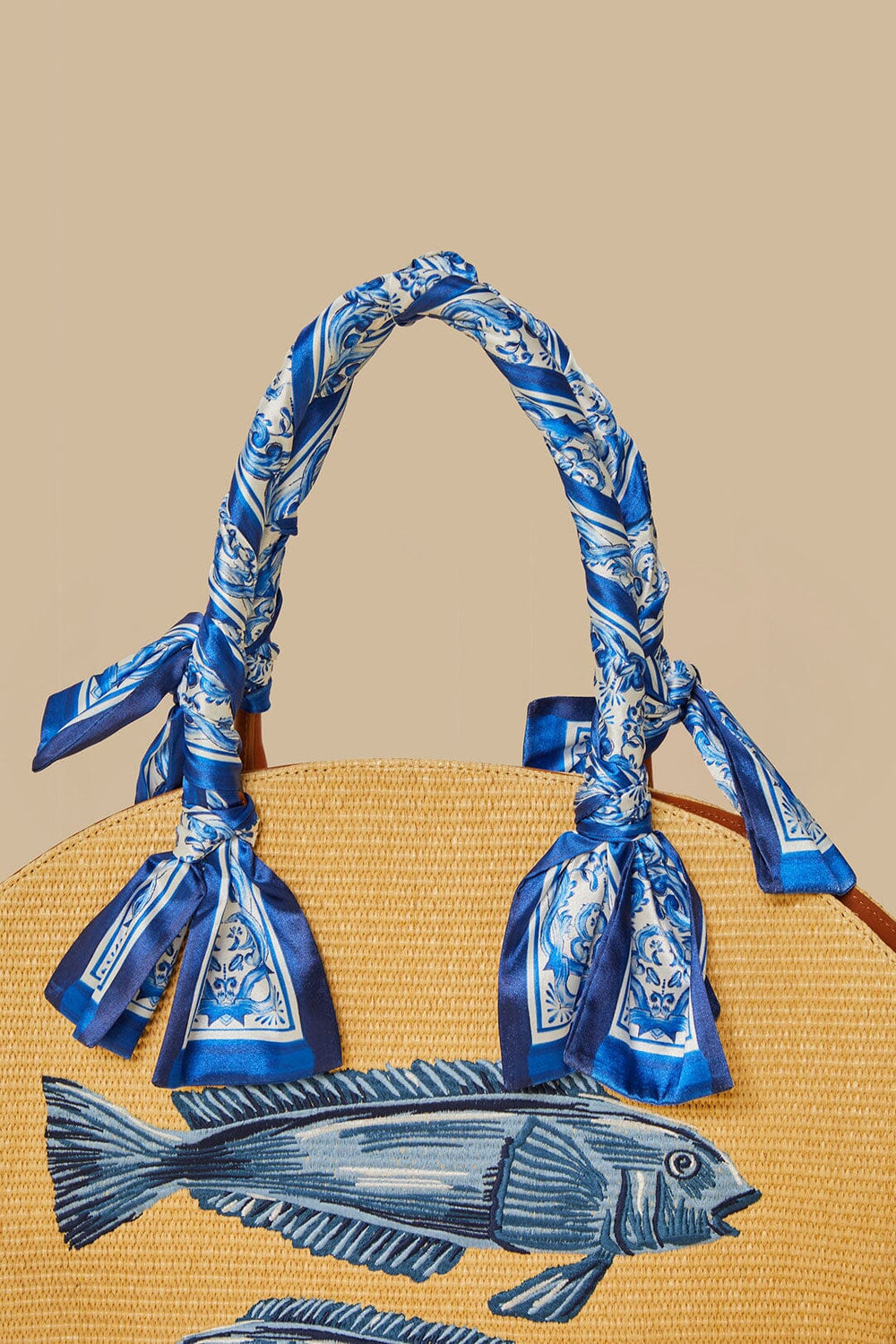 Blue Garden Tiles Raffia Shell Tote – FARM Rio