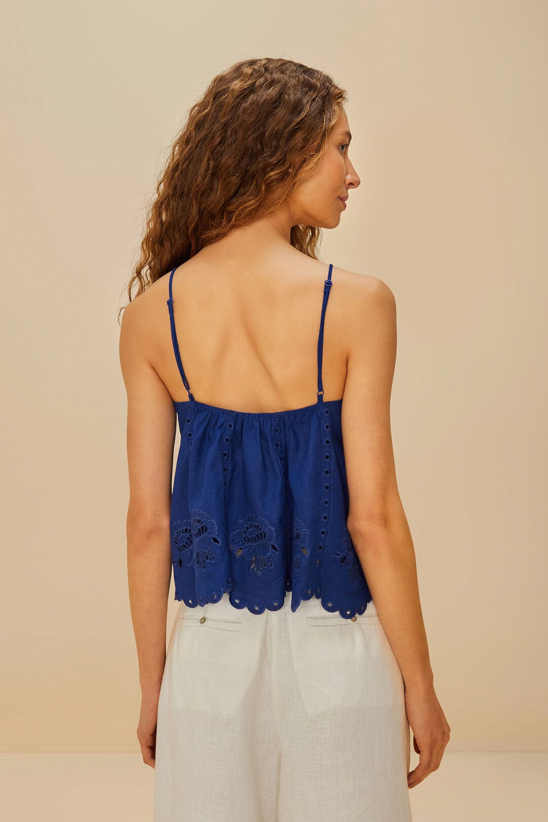 Blue Richelieu Sleeveless LENZING™ ECOVERO™ Euroflax™ Blouse – FARM Rio