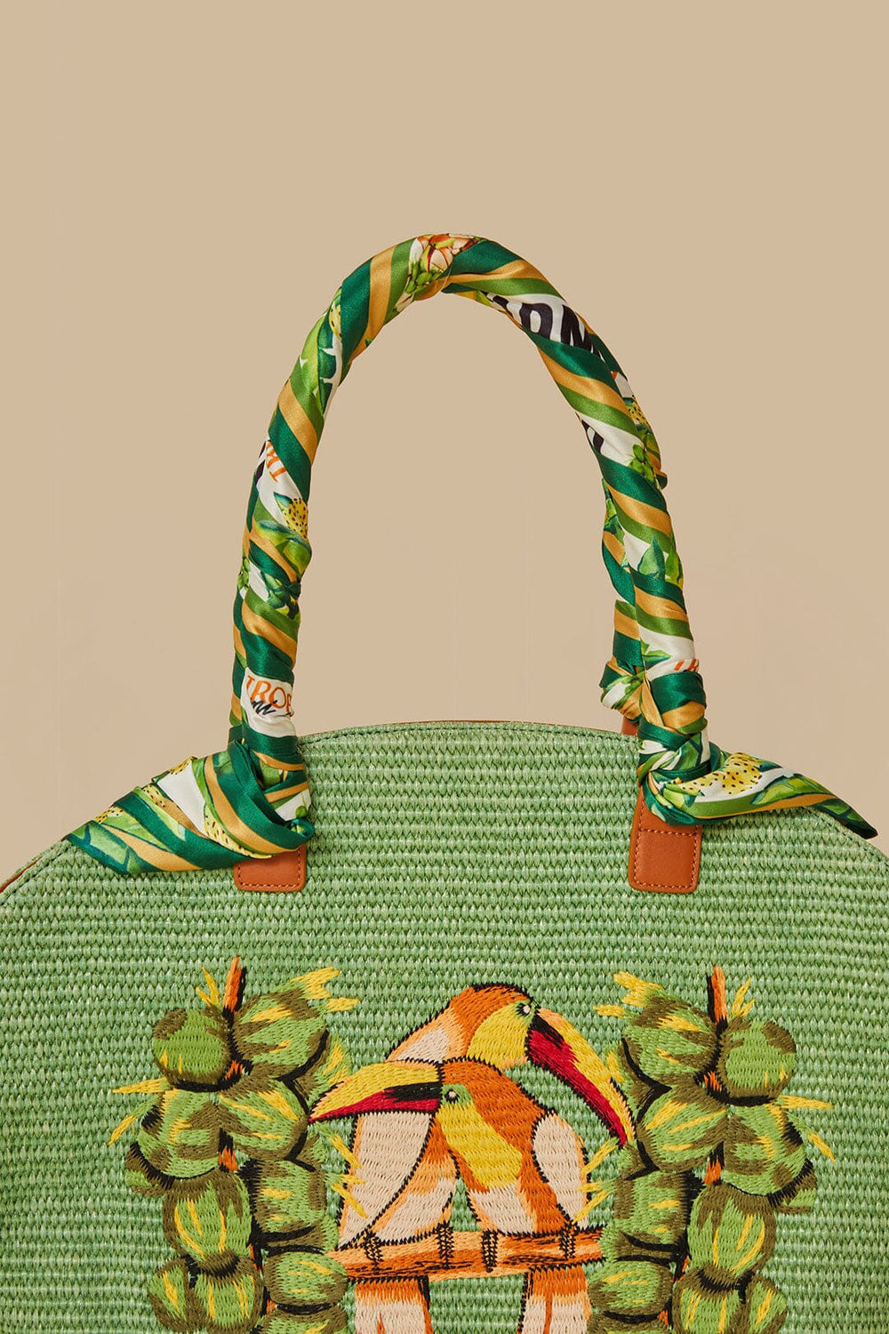 Green Coconut Toucan Raffia Shell Tote – FARM Rio