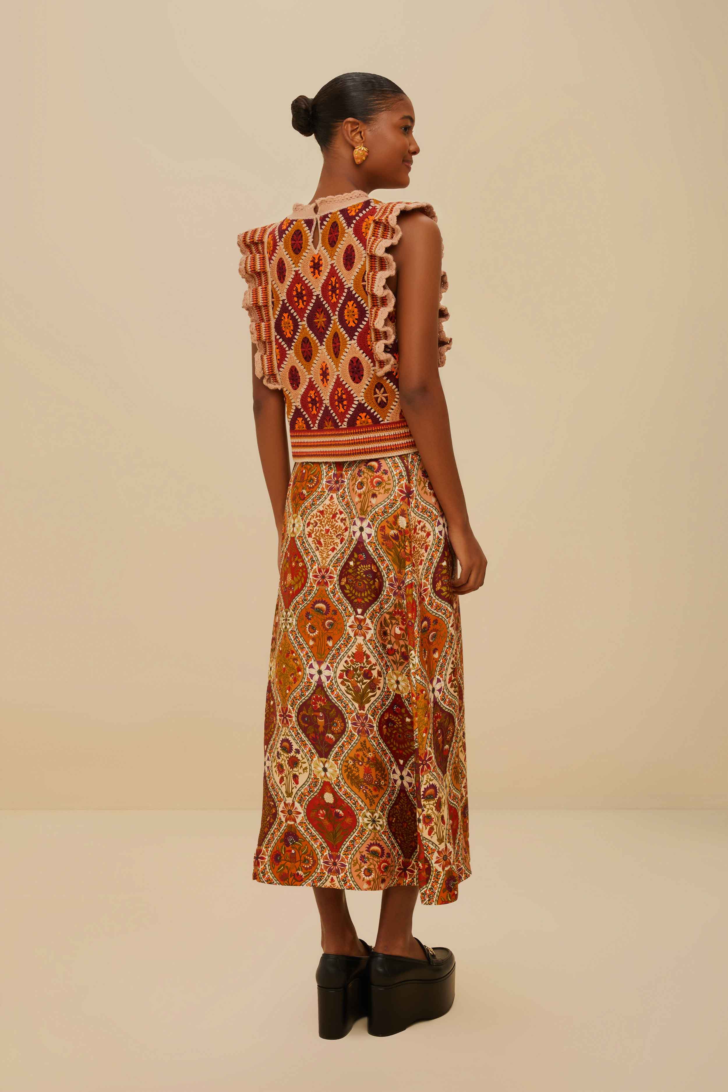 Multicolor Romantic Nature LENZING™ ECOVERO™ Viscose Midi Skirt – FARM Rio