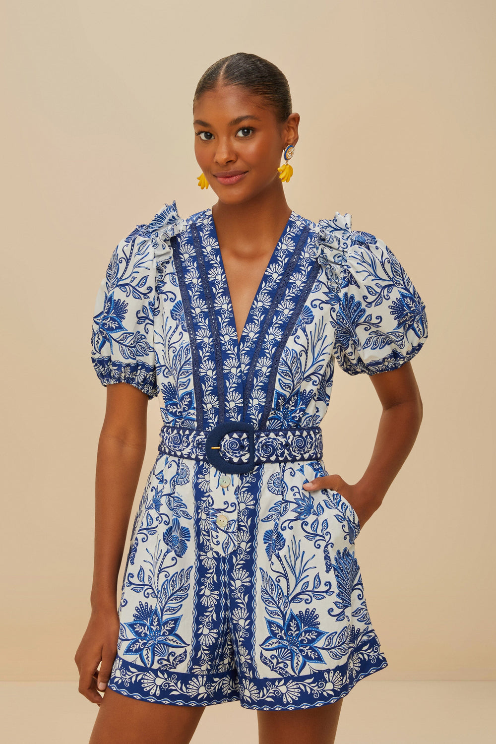 Off-White Shell Garden Organic Cotton Romper – FARM Rio