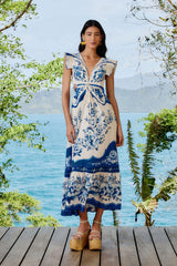 Off-White Porcelain Garden Butterlfy LENZING™ ECOVERO™ Euroflax™ Midi – FARM Rio