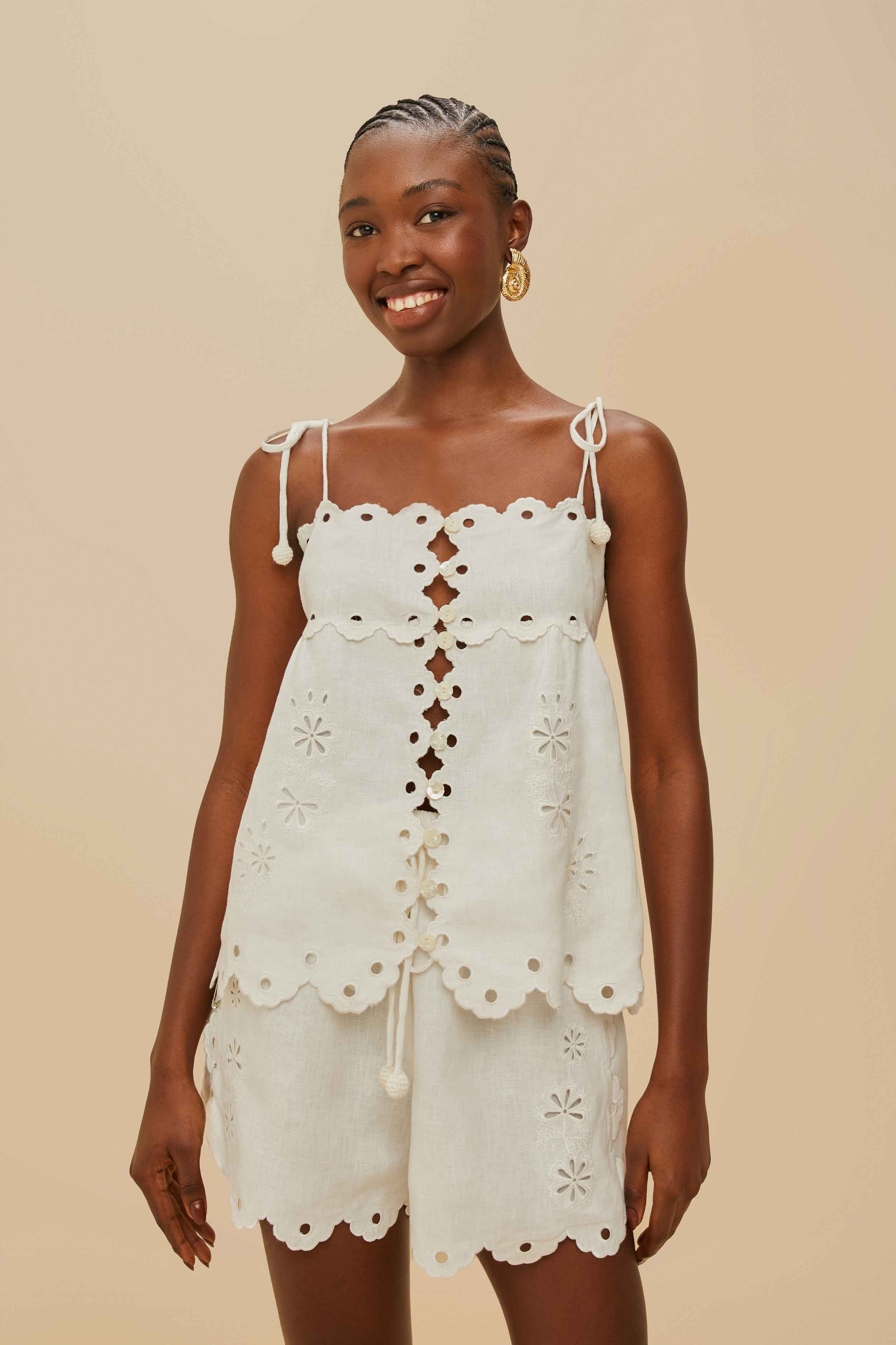 Off-White Flowers Richelieu Euroflax™ Premium Linen Shorts – FARM Rio