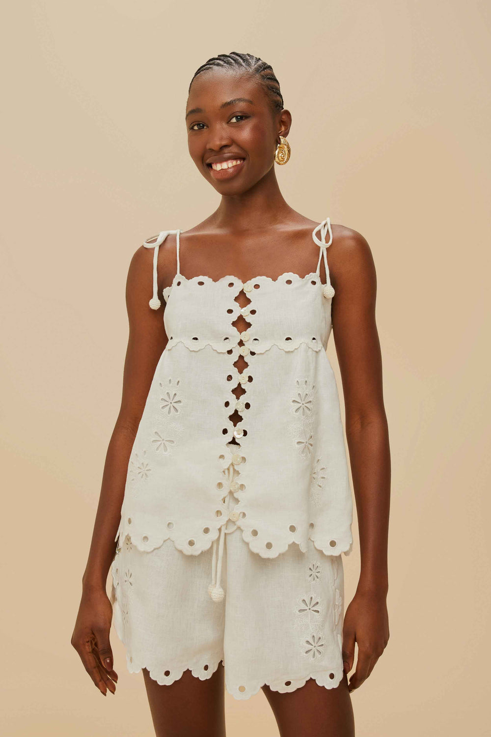 Off-White Flowers Richelieu Euroflax™ Premium Linen Shorts – FARM Rio