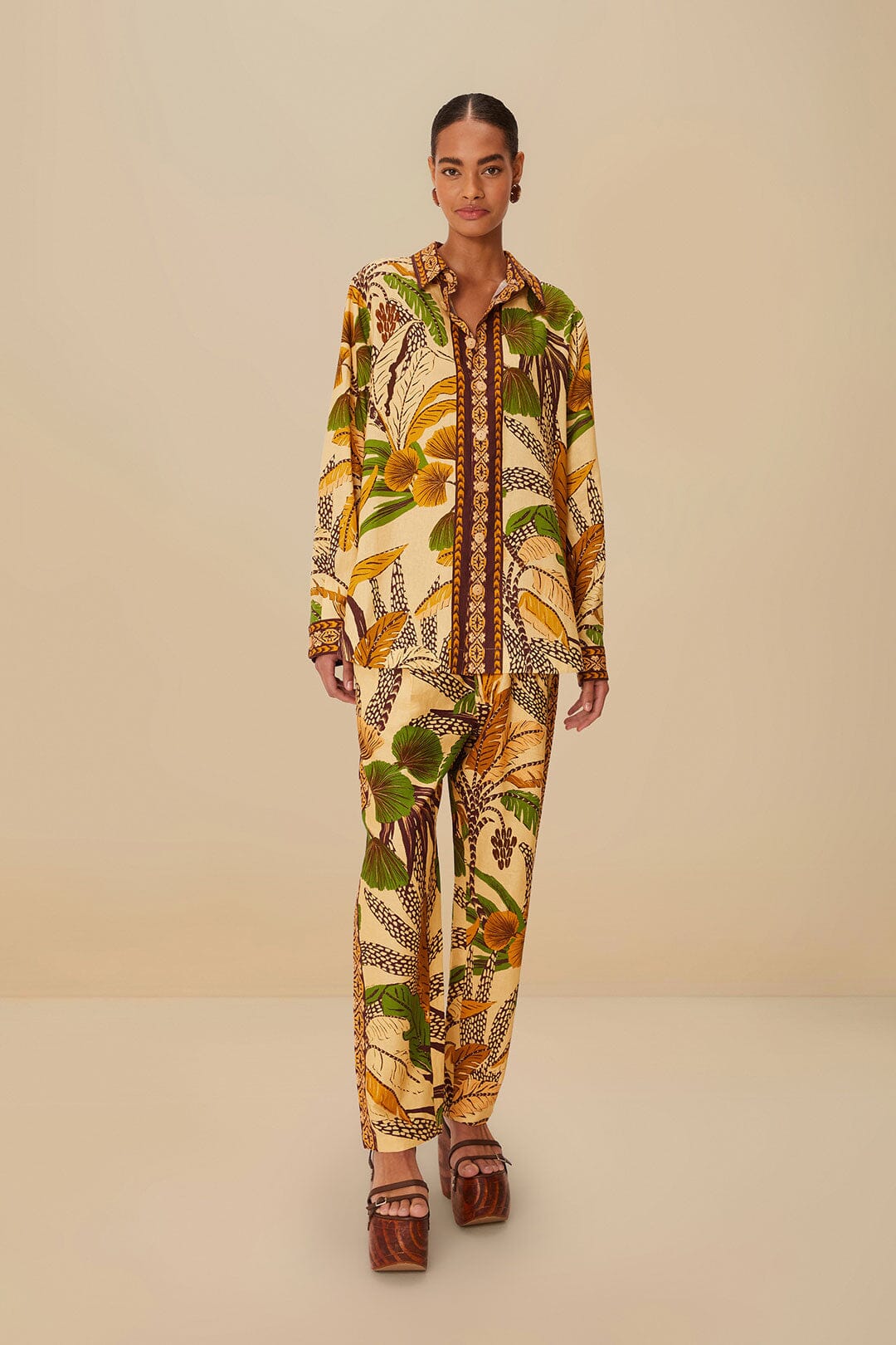 Sand Foliage Sketch LENZING™ ECOVERO™ Euroflax™ Pants – FARM Rio